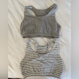 Gray and Striped Women's Sports Bras